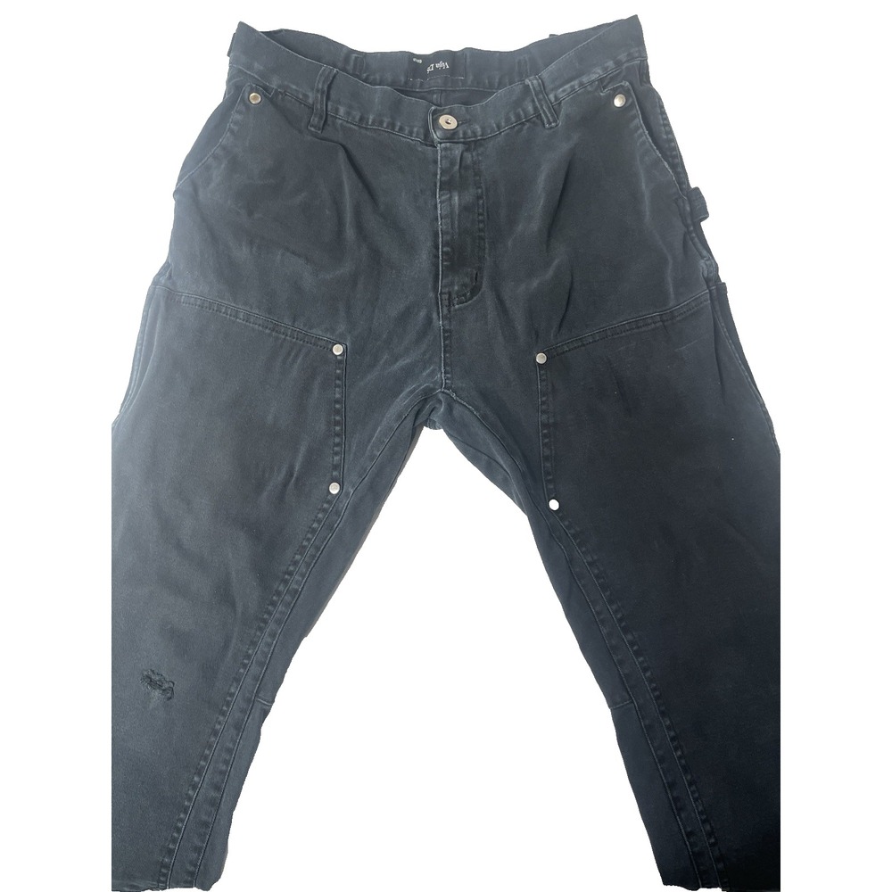 Vuja De Carpenter Pants Men's‎ 30x29 Black Belted Backzip Flared Minimalist
